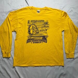 Gildan 2003 AAA State Final T-Shirt Men XL Yellow Graphic Long Sleeve Sports Tee